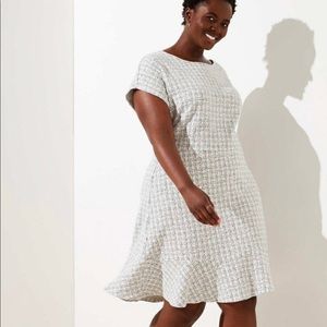 NWT LOFT Checked Jacquard Flare Dress